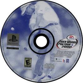 Cartridge artwork for Tiger Woods PGA Tour 2000 on the Sony Playstation.