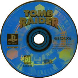 Cartridge artwork for Tomb Raider on the Sony Playstation.