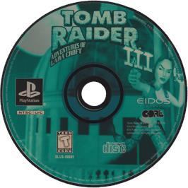 Cartridge artwork for Tomb Raider 3 - Adventures Of Lara Croft on the Sony Playstation.