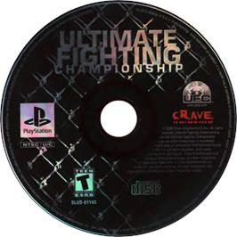 Cartridge artwork for Ultimate Fighting Championship on the Sony Playstation.
