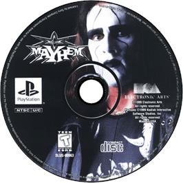 Cartridge artwork for WCW Mayhem on the Sony Playstation.