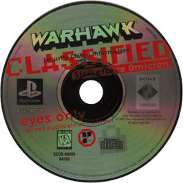 Cartridge artwork for Warhawk on the Sony Playstation.