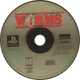 Cartridge artwork for Worms on the Sony Playstation.