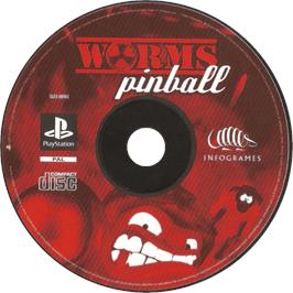 Cartridge artwork for Worms Pinball on the Sony Playstation.