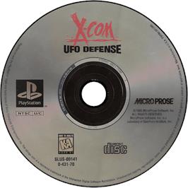 Cartridge artwork for X-COM: UFO Defense on the Sony Playstation.