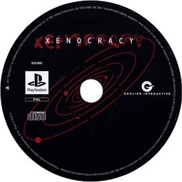 Cartridge artwork for Xenocracy - The Ultimate Solar War on the Sony Playstation.