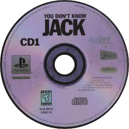 Cartridge artwork for You Don't Know Jack on the Sony Playstation.