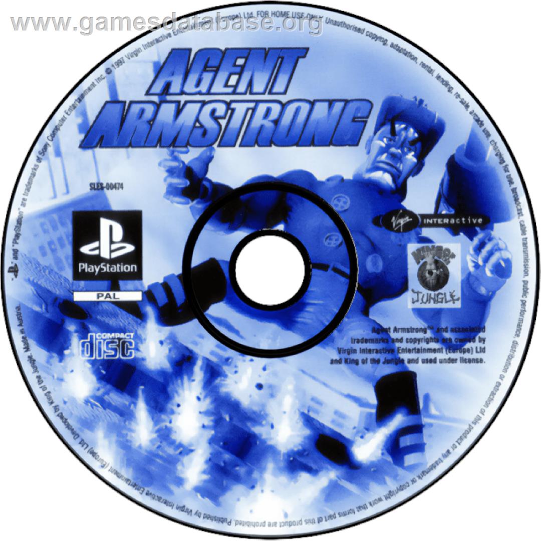 Agent Armstrong - Himitsu Shirei Daisakusen - Sony Playstation - Artwork - Cartridge