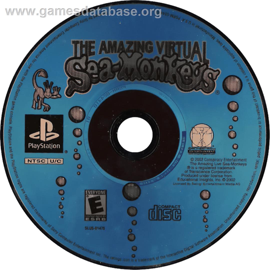 Amazing Virtual Sea Monkeys, The - Sony Playstation - Artwork - Cartridge