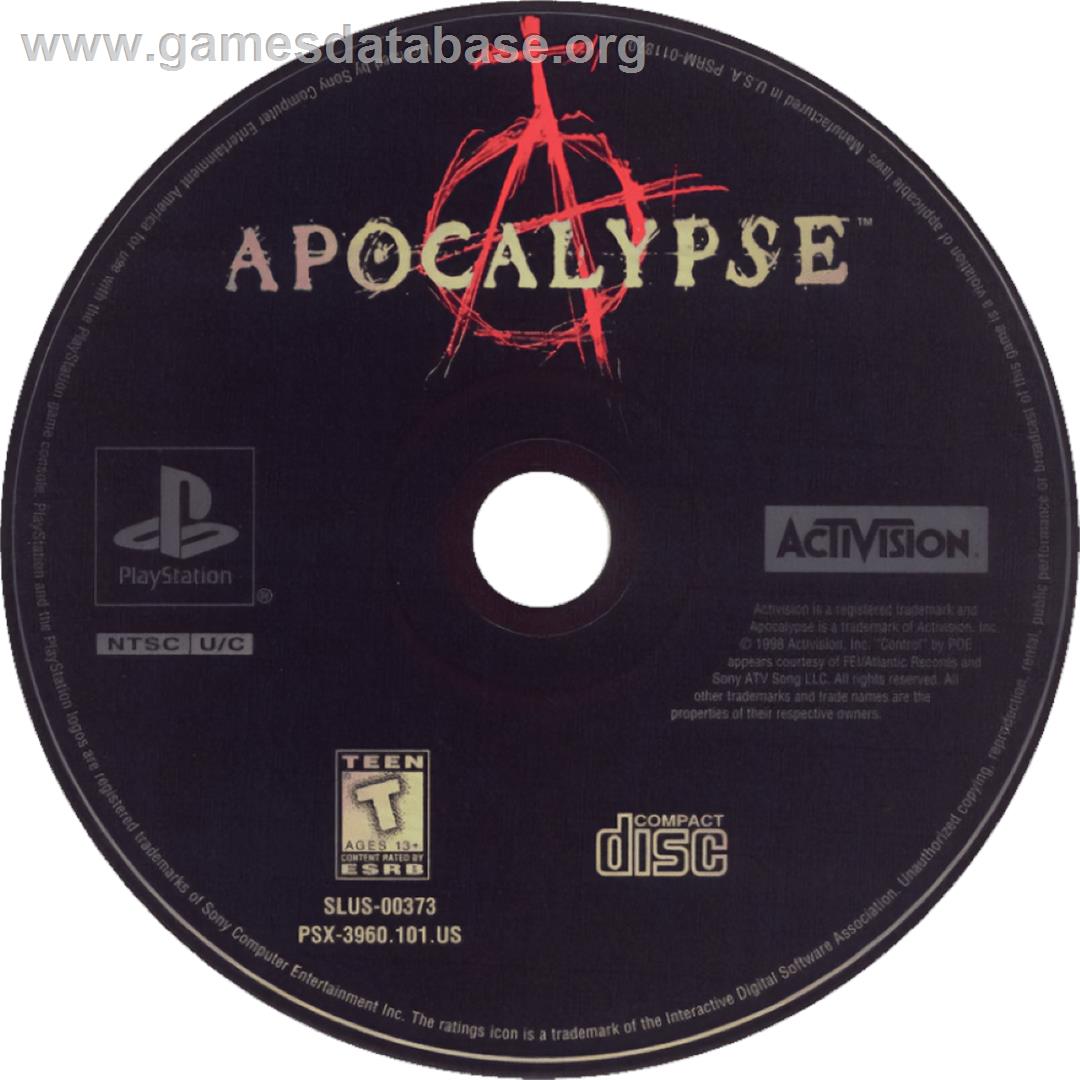 Apocalypse - Starring Bruce Willis - Sony Playstation - Artwork - Cartridge