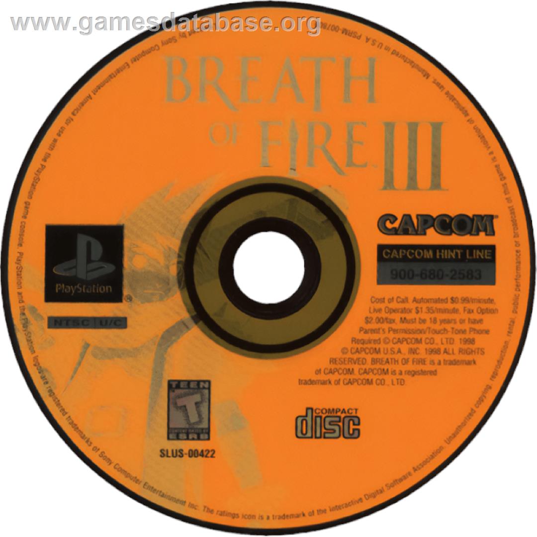 Breath Of Fire 3 - Sony Playstation - Artwork - Cartridge