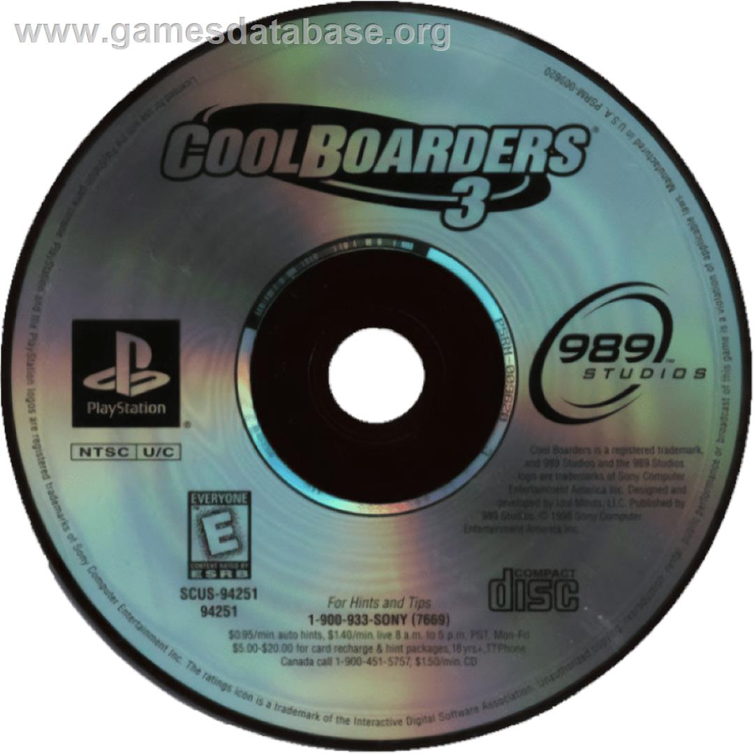 Cool Boarders 3 - Sony Playstation - Artwork - Cartridge