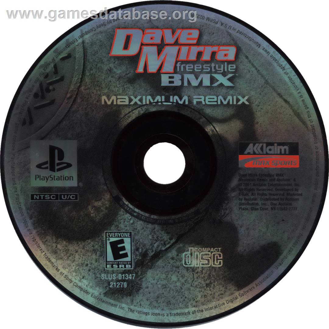 Dave Mirra Freestyle BMX: Maximum Remix - Sony Playstation - Artwork - Cartridge