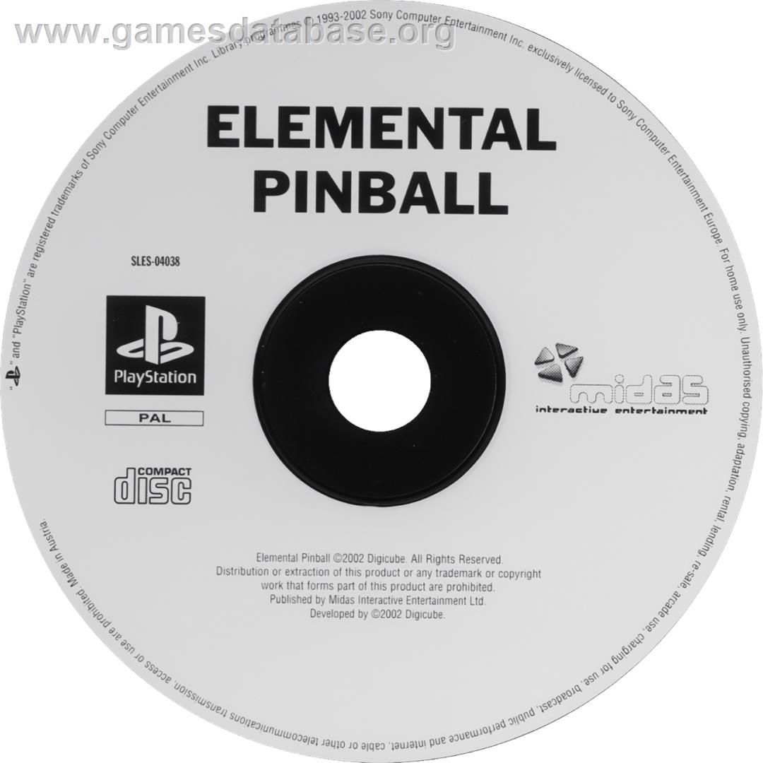 Elemental Pinball - Sony Playstation - Artwork - Cartridge