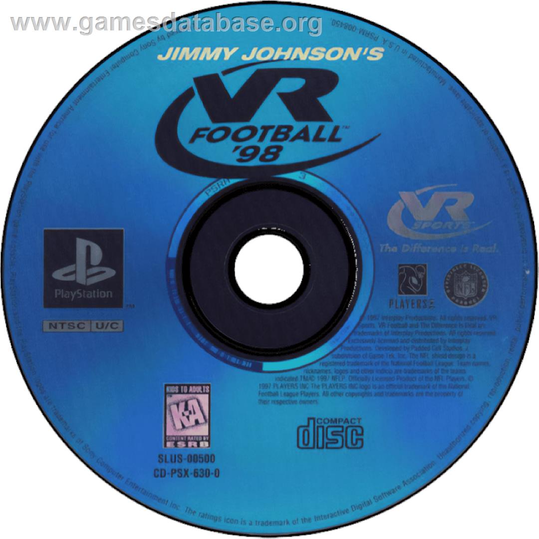 Jimmy Johnson's VR Football '98 - Sony Playstation - Artwork - Cartridge