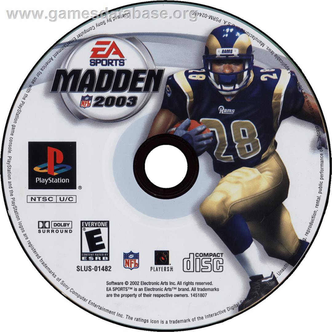 Madden NFL 2003 - Sony Playstation - Artwork - Cartridge