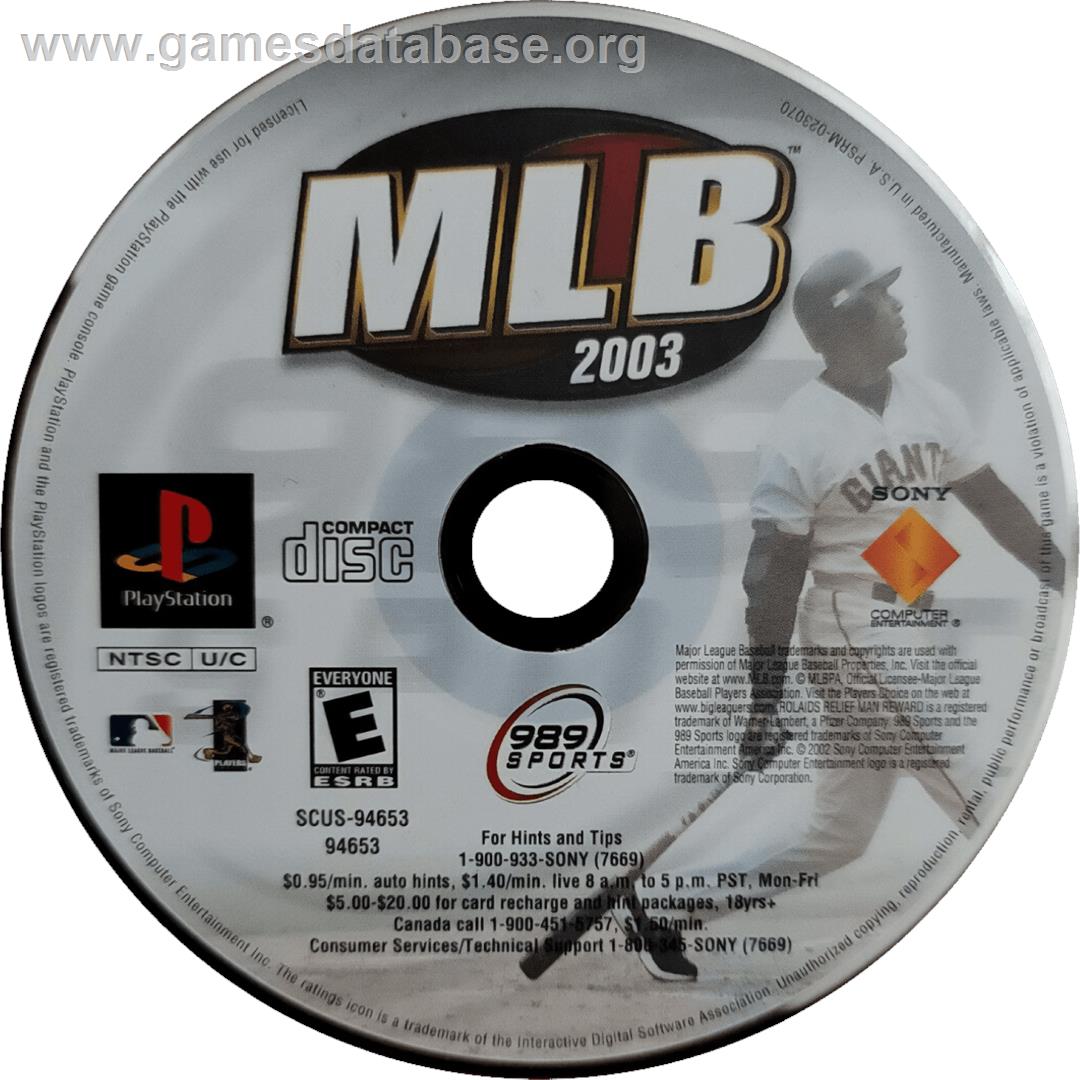 Mlb 2003 - Sony Playstation - Artwork - Cartridge