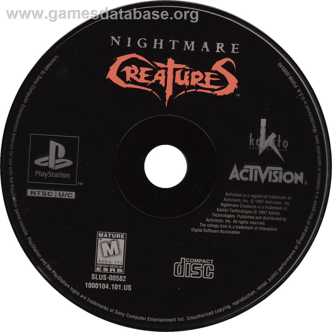 Nightmare Creatures - Sony Playstation - Artwork - Cartridge