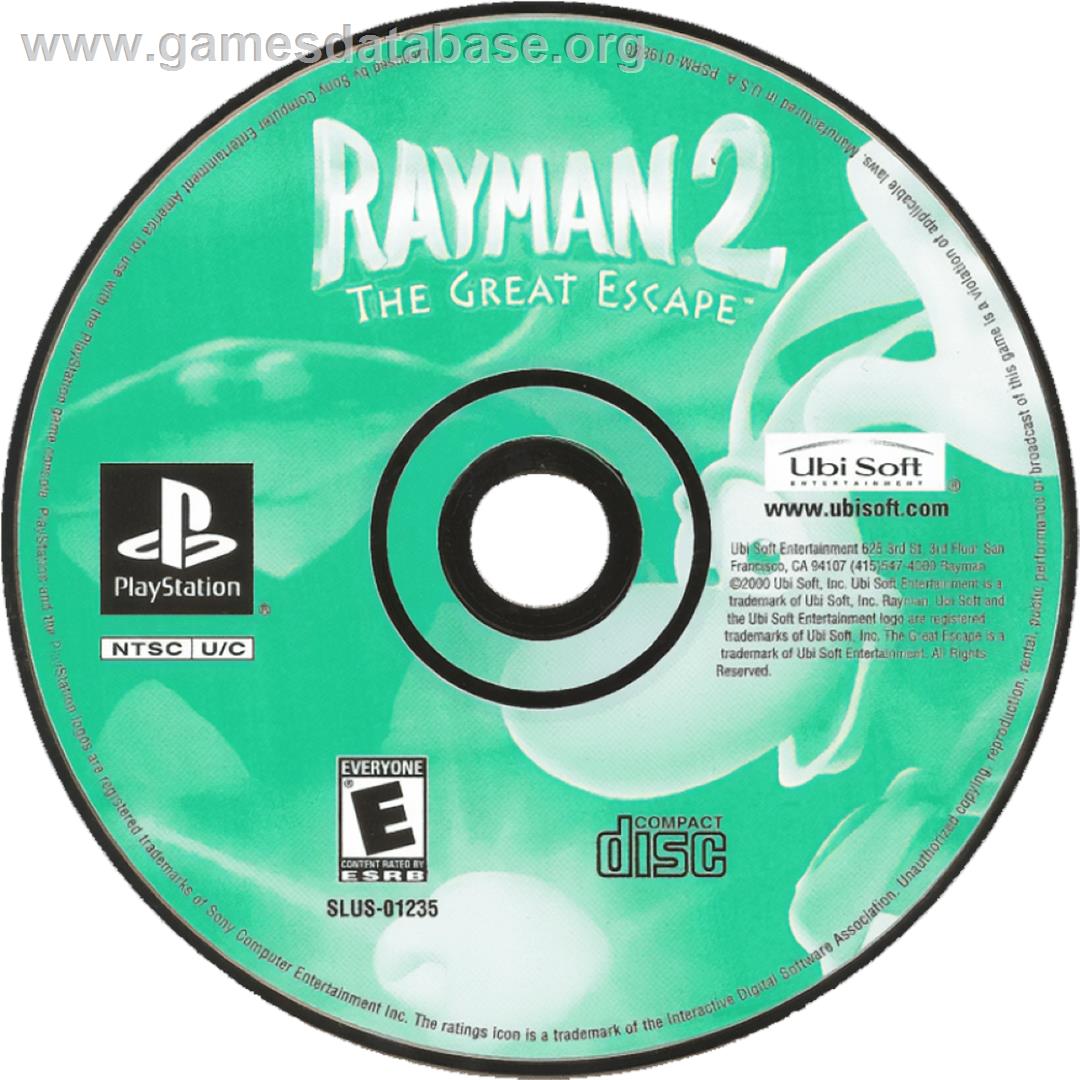 Rayman 2 - The Great Escape - Sony Playstation - Artwork - Cartridge
