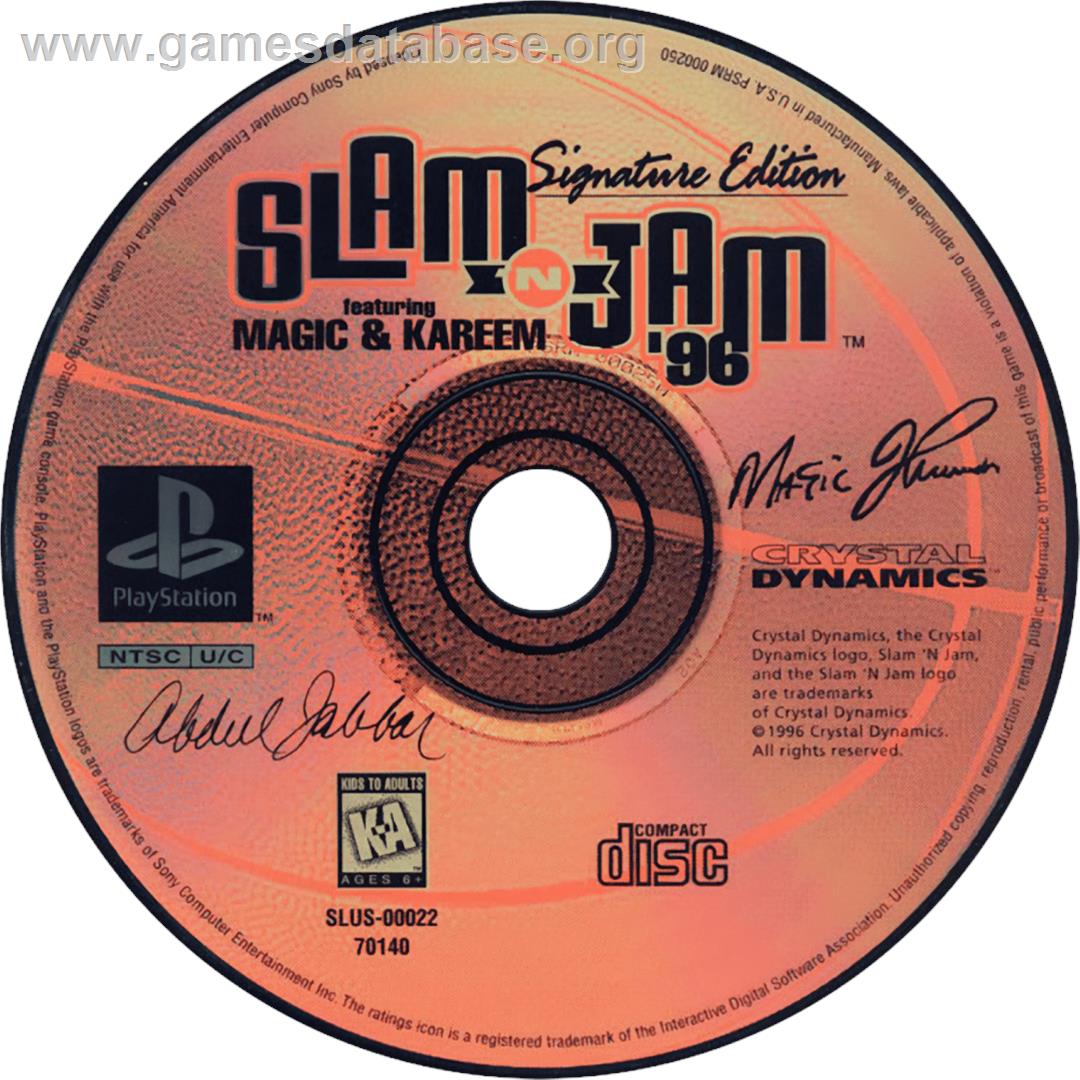 Slam'n'jam '96 Featuring Magic And Kareem - Sony Playstation - Artwork - Cartridge