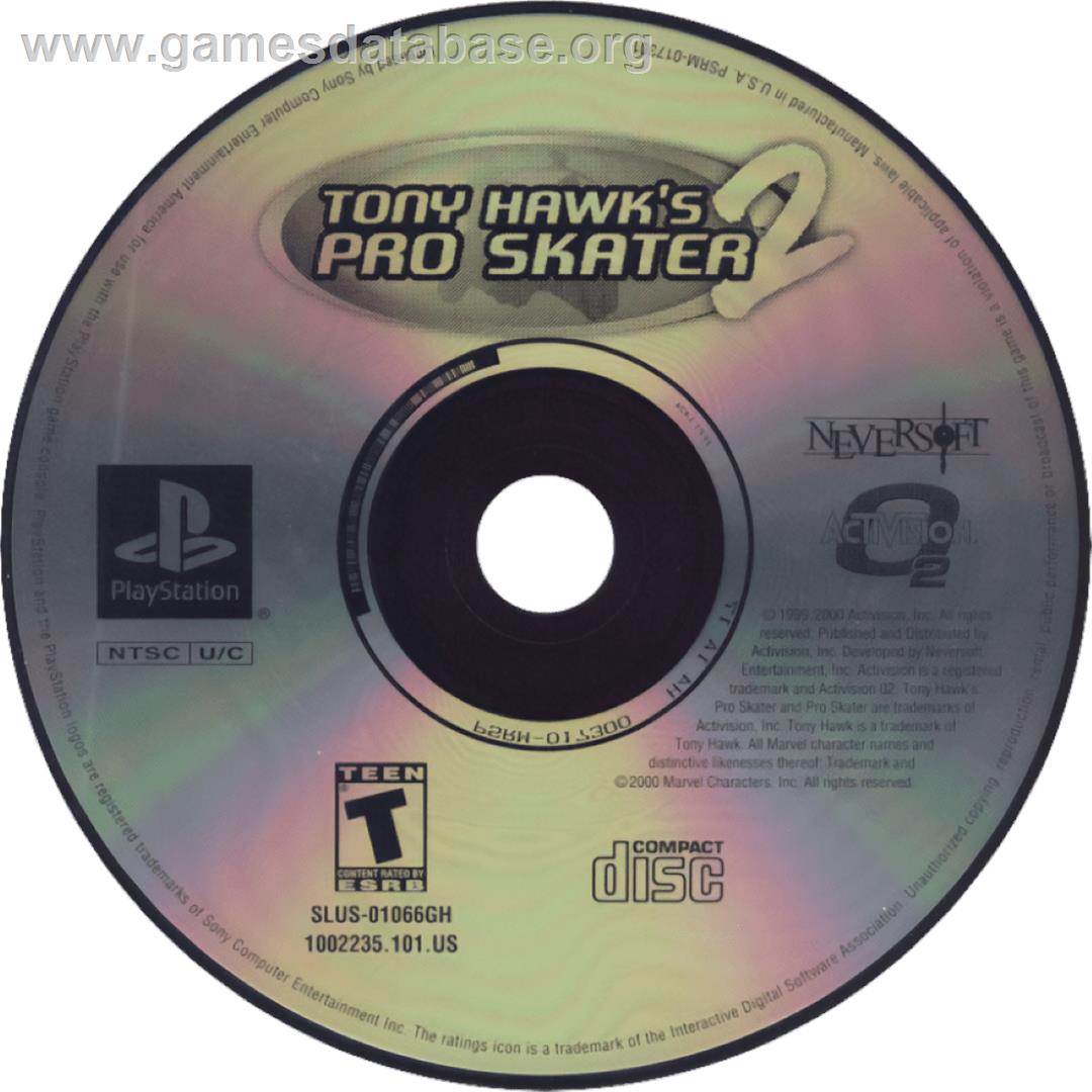 Tony Hawk's Pro Skater 2 - Sony Playstation - Artwork - Cartridge
