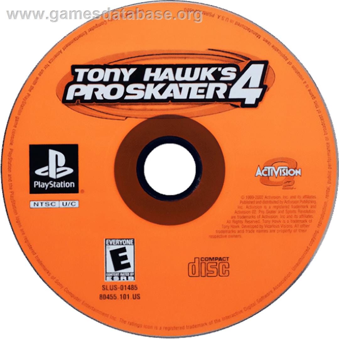 Tony Hawk's Pro Skater 4 - Sony Playstation - Artwork - Cartridge