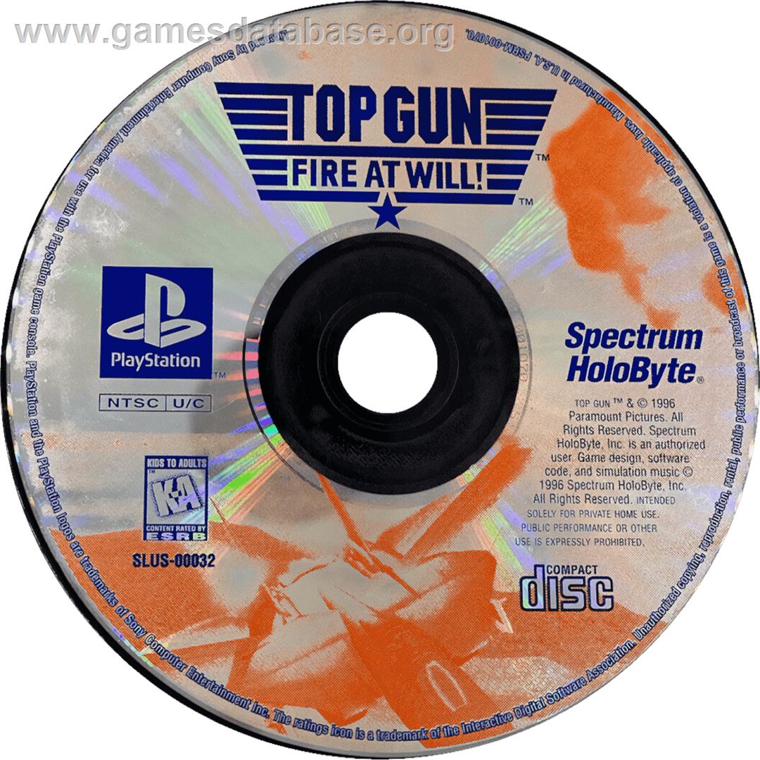 Top Gun - Fire At Will - Sony Playstation - Artwork - Cartridge