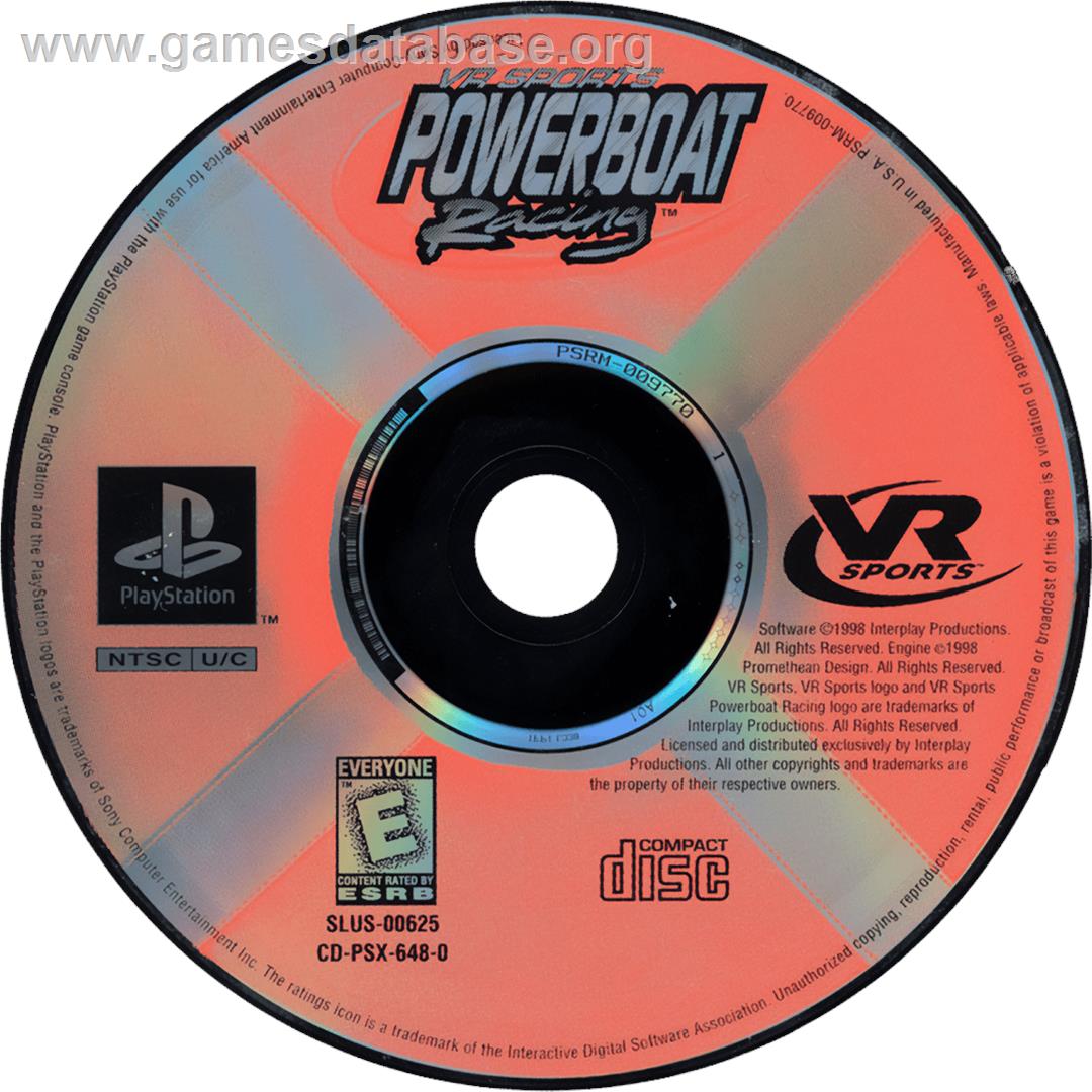 VR Sports Powerboat Racing - Sony Playstation - Artwork - Cartridge