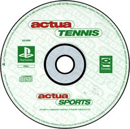 Artwork on the Disc for Actua Tennis on the Sony Playstation.