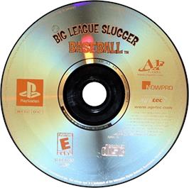 Artwork on the Disc for Big League Slugger Baseball on the Sony Playstation.