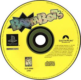 Artwork on the Disc for BoomBots on the Sony Playstation.