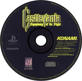 Artwork on the Disc for Castlevania: Symphony of the Night on the Sony Playstation.