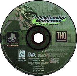Artwork on the Disc for Championship Motocross Featuring Ricky Carmichael on the Sony Playstation.