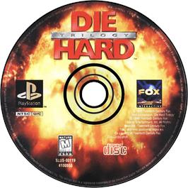 Artwork on the Disc for Die Hard Trilogy on the Sony Playstation.