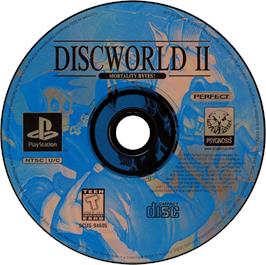 Artwork on the Disc for Discworld II: Mortality Bytes! on the Sony Playstation.