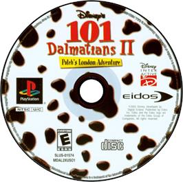 Artwork on the Disc for Disney's 101 Dalmatians II: Patch's London Adventure on the Sony Playstation.
