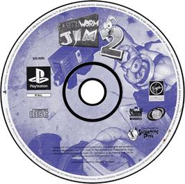 Artwork on the Disc for Earthworm Jim 2 on the Sony Playstation.