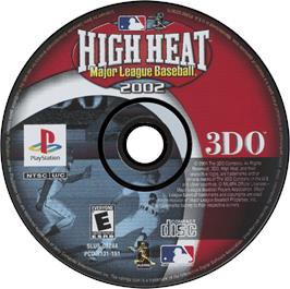 Artwork on the Disc for High Heat Major League Baseball 2002 on the Sony Playstation.