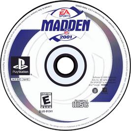 Artwork on the Disc for Madden NFL 2001 on the Sony Playstation.