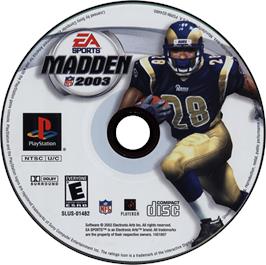 Artwork on the Disc for Madden NFL 2003 on the Sony Playstation.