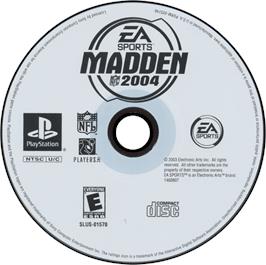 Artwork on the Disc for Madden NFL 2004 on the Sony Playstation.