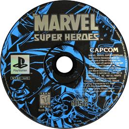Artwork on the Disc for Marvel Super Heroes on the Sony Playstation.