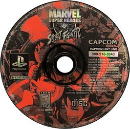 Artwork on the Disc for Marvel Super Heroes Vs. Street Fighter on the Sony Playstation.