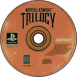 Artwork on the Disc for Mortal Kombat Trilogy on the Sony Playstation.