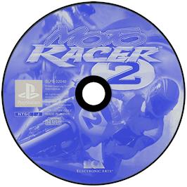 Artwork on the Disc for Moto Racer 2 on the Sony Playstation.