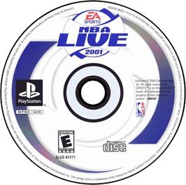 Artwork on the Disc for NBA Live 2001 on the Sony Playstation.