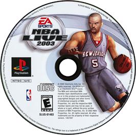 Artwork on the Disc for NBA Live 2003 on the Sony Playstation.