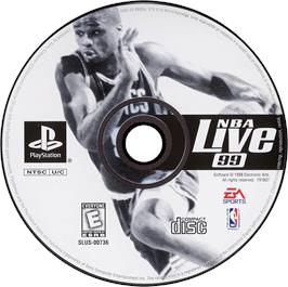 Artwork on the Disc for NBA Live 99 on the Sony Playstation.