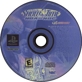 Artwork on the Disc for NBA Showtime: NBA on NBC on the Sony Playstation.