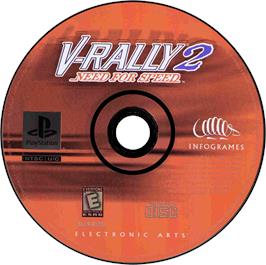 Artwork on the Disc for Need for Speed: V-Rally 2 on the Sony Playstation.